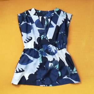 Banana Republic botanical print silk blouse